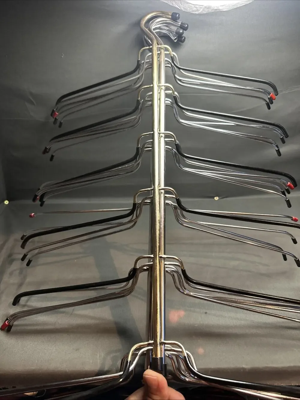 6 Tier Non Slip Hangers Chrome Tree Space Saver Shirts, Dress Set of 5